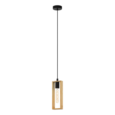Eglo EU Littleton E27 Black Wood Wall Single Pendant, 10cm