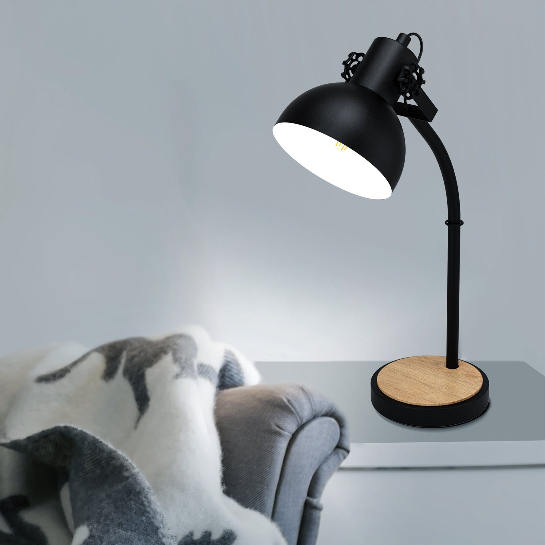 Eglo EU GATEBECK Vintage 3?Light Spot Bar – Natural Wood & Black Steel, E14 Fittings product image - Endon Lighting from First Light Direct with great prices and fast UK delivery