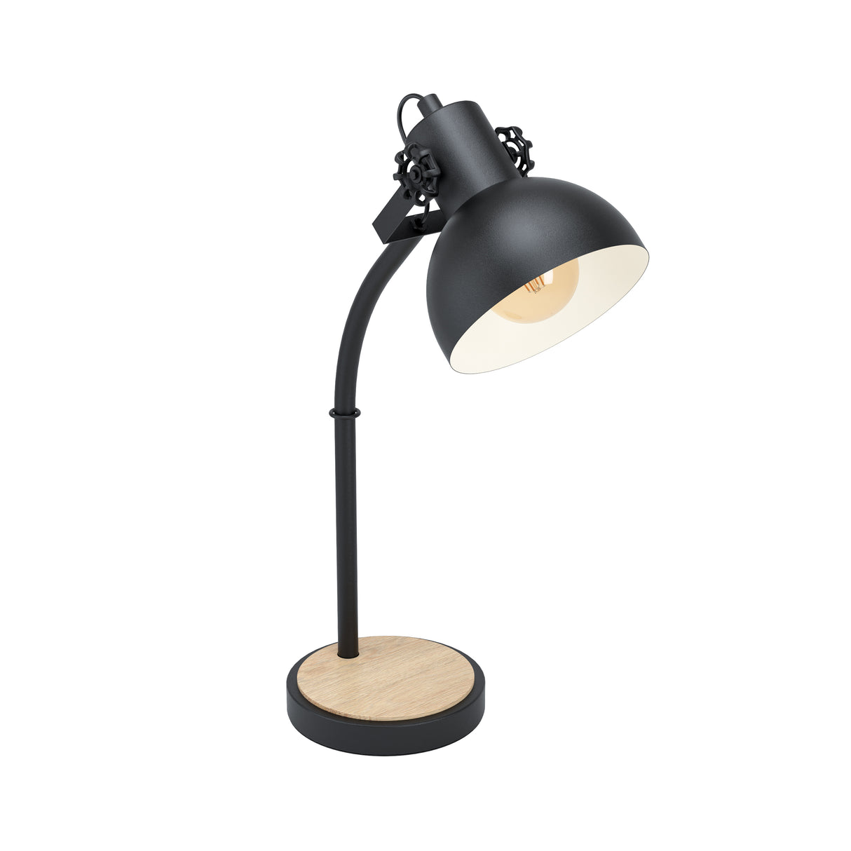 Eglo EU LUBENHAM Vintage Table Lamp – Black & Wood, E27 Fitting, In?Line Switch