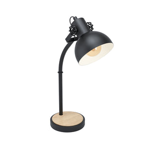 Eglo EU LUBENHAM Vintage Table Lamp – Black & Wood, E27 Fitting, In?Line Switch