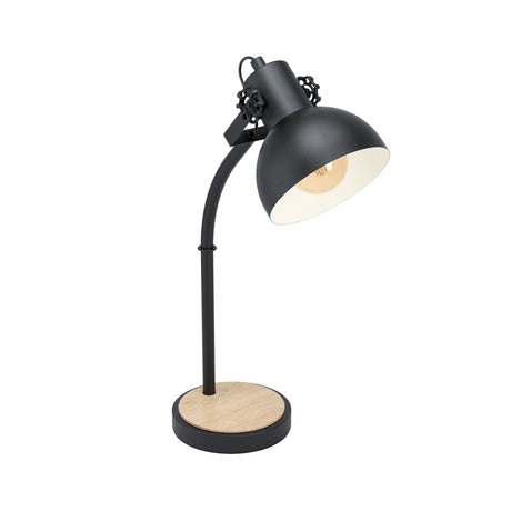 Eglo EU LUBENHAM Vintage Table Lamp – Black & Wood, E27 Fitting, In?Line Switch