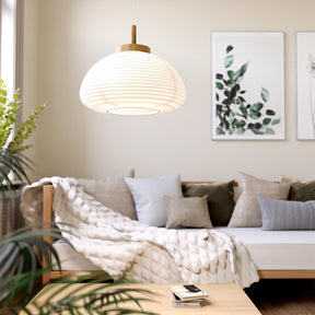 Eglo EU Summerhill Wood & Paper Vintage Pendant Light, 55cm