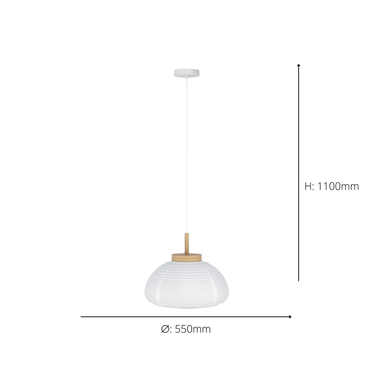 Eglo EU Summerhill Wood & Paper Vintage Pendant Light, 55cm