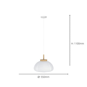 Eglo EU Summerhill Wood & Paper Vintage Pendant Light, 55cm