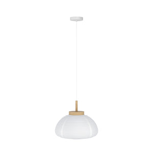 Eglo EU Summerhill Wood & Paper Vintage Pendant Light, 55cm