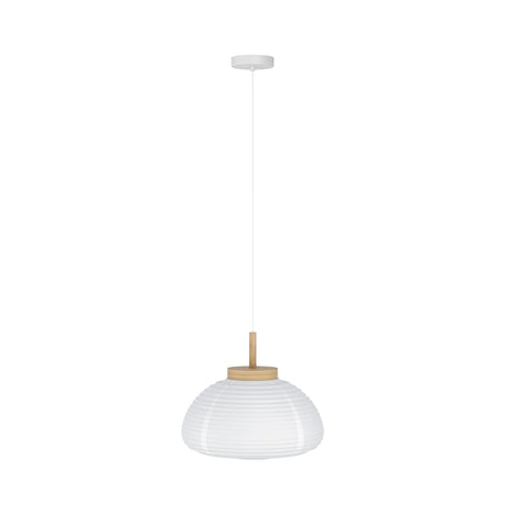 Eglo EU Summerhill Wood & Paper Vintage Pendant Light, 55cm