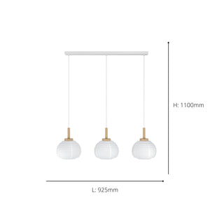 Eglo EU Summerhill Wood & Paper Vintage 3-Light Pendant