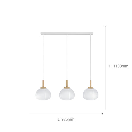 Eglo EU Summerhill Wood & Paper Vintage 3-Light Pendant