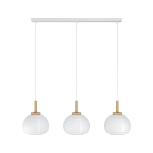 Eglo EU Summerhill Wood & Paper Vintage 3-Light Pendant