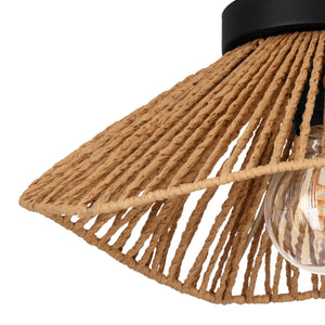 Eglo EU Lavister Black Steel & Natural Paper Contemporary Ceiling Light