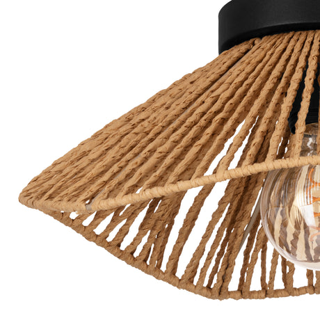 Eglo EU Lavister Black Steel & Natural Paper Contemporary Ceiling Light