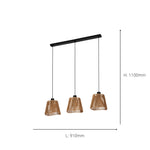 Eglo EU Lavister Black Steel & Natural Paper Contemporary 3-Light Pendant
