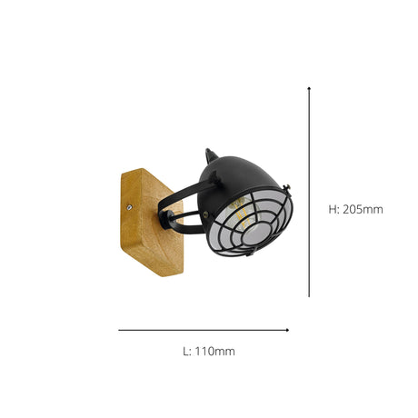 Eglo EU Gatebeck Single Spotlight E14 Wood Black
