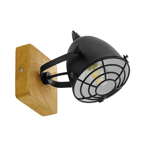 Eglo EU Gatebeck Single Spotlight E14 Wood Black