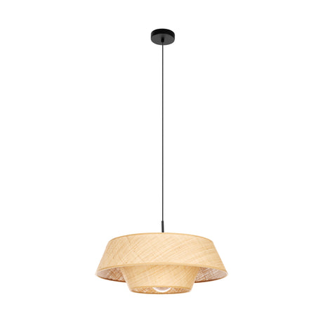 Eglo EU MARFORD Pendant Light – Black Steel, Natural Woven Shade, E27, Vintage Indoor Pendant Lighting