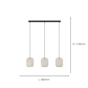 Eglo EU Belgrave Black Steel & White Paper Contemporary 3-Light Pendant