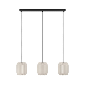 Eglo EU Belgrave Black Steel & White Paper Contemporary 3-Light Pendant