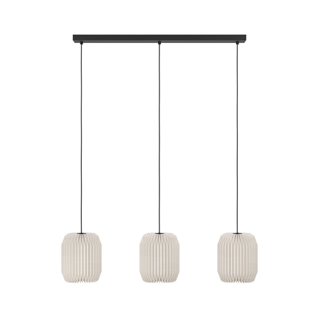 Eglo EU Belgrave Black Steel & White Paper Contemporary 3-Light Pendant