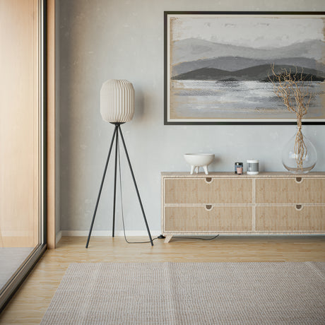 Eglo EU Belgrave Black Steel & White Paper Contemporary Floor Lamp