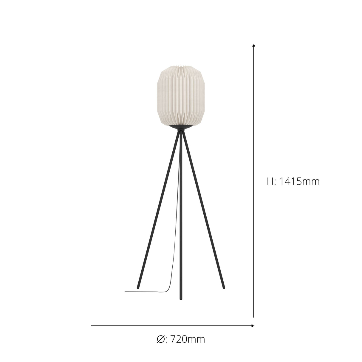 Eglo EU Belgrave Black Steel & White Paper Contemporary Floor Lamp