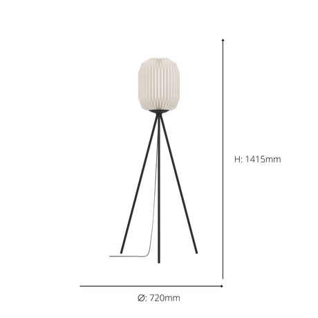 Eglo EU Belgrave Black Steel & White Paper Contemporary Floor Lamp