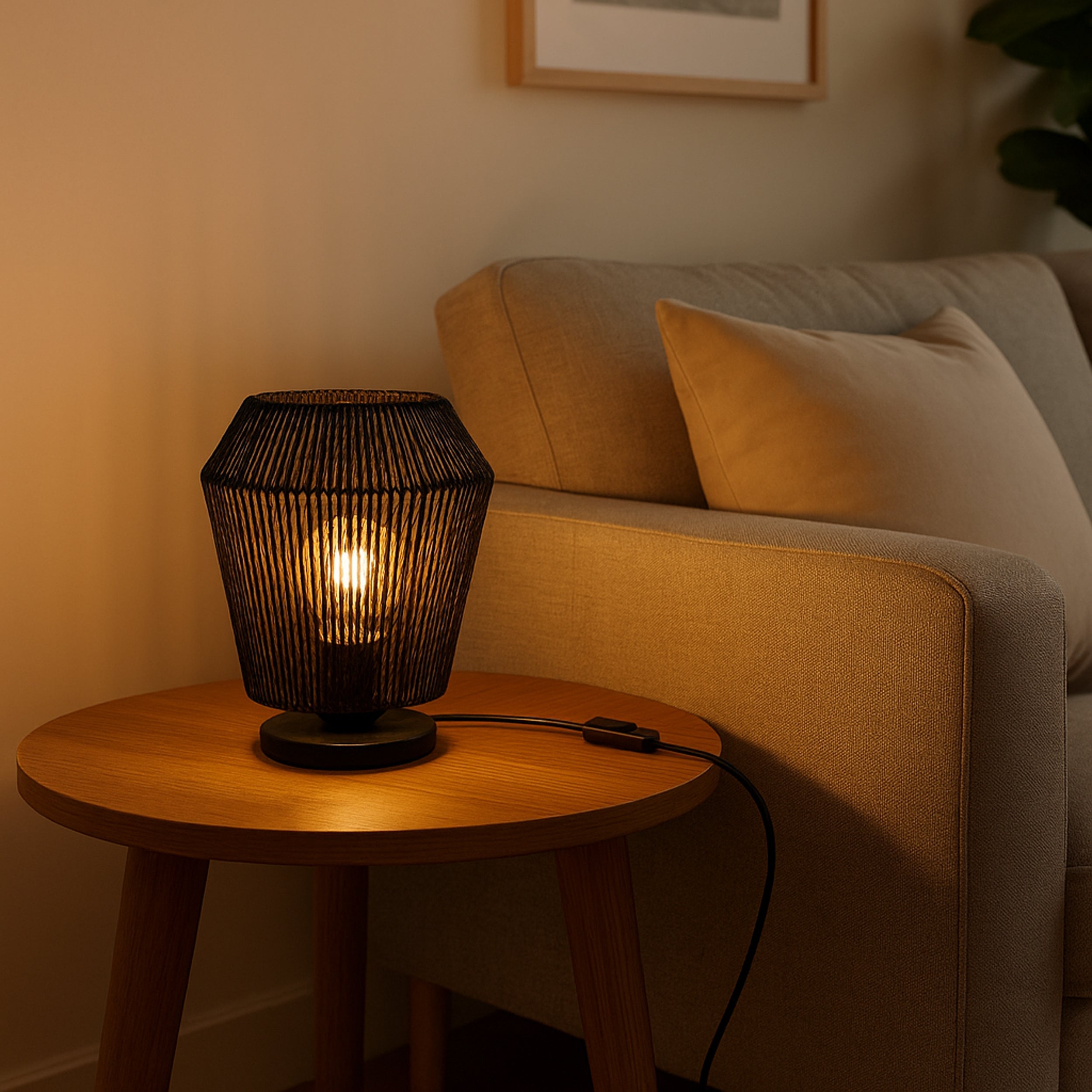 Eglo EU Lantada Wood & Steel Natural Tripod Floor Lamp