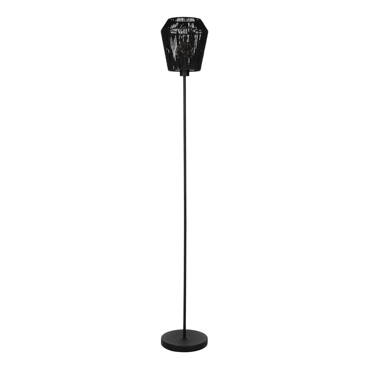 Eglo EU PERSLEY Floor Lamp – Vintage Black Steel with Paper Shade, E27, Foot Switch, Indoor Lighting