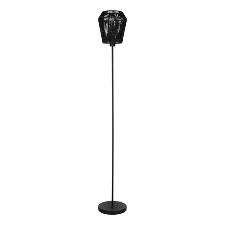 Eglo EU PERSLEY Floor Lamp – Vintage Black Steel with Paper Shade, E27, Foot Switch, Indoor Lighting