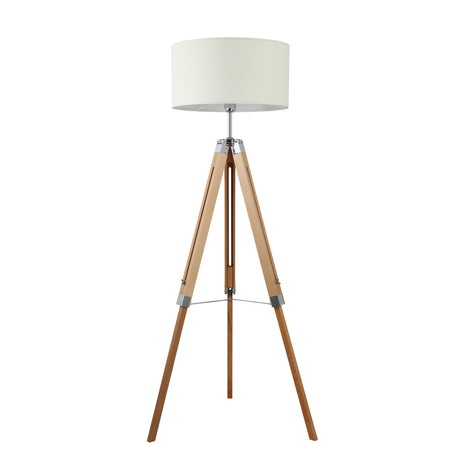 Eglo EU Lantada Wood & Steel Natural Tripod Floor Lamp