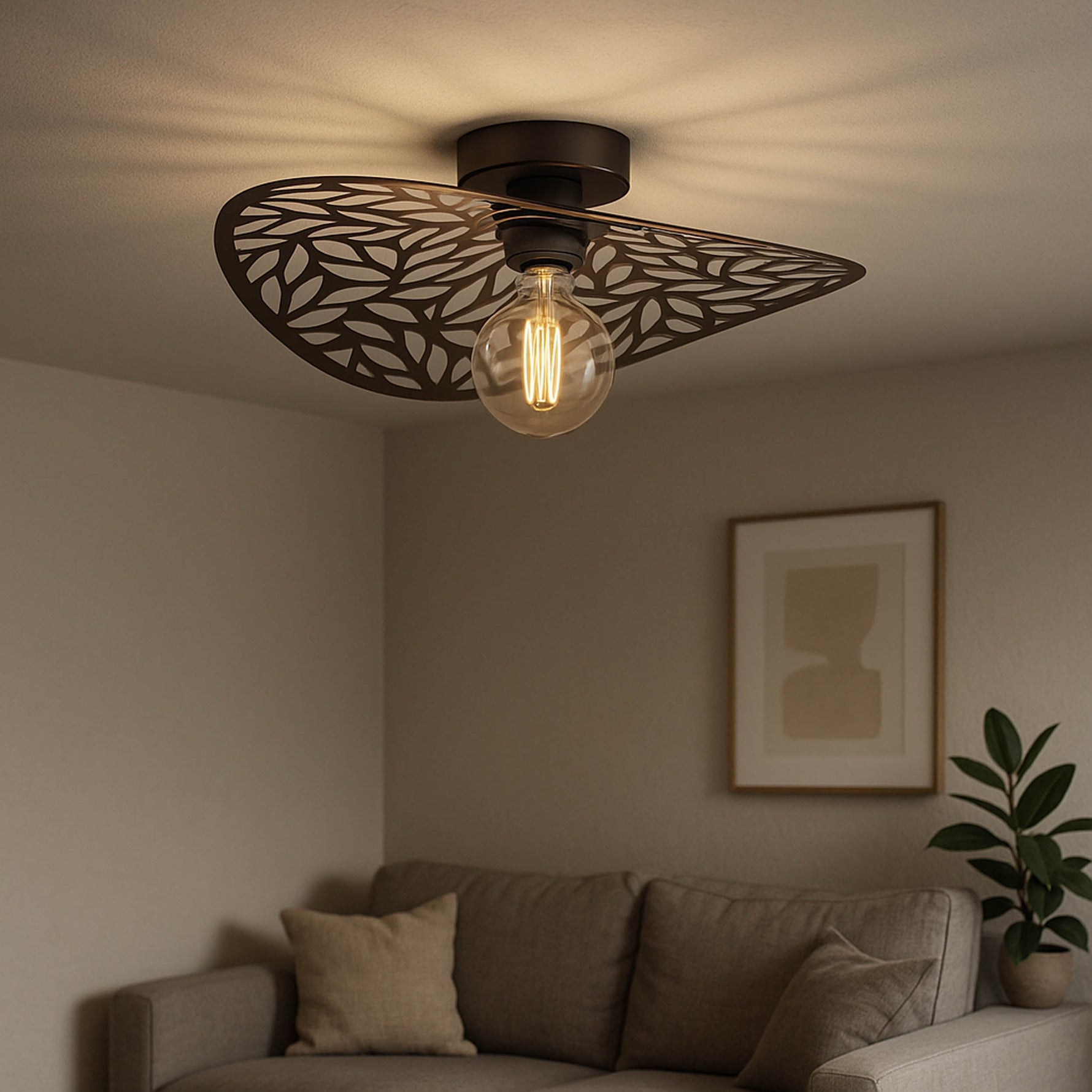 Eglo EU Swaby Decorative Leaf Cut Wall Light in Dark Brown product image - Endon Lighting from First Light Direct with great prices and fast UK delivery