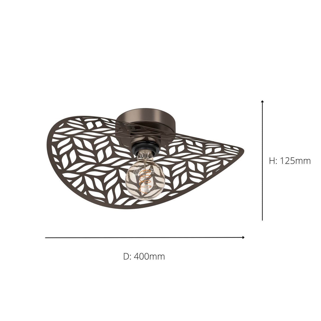 Eglo EU Swaby Ceiling Rustic Leaf Cut Steel Ceiling Light