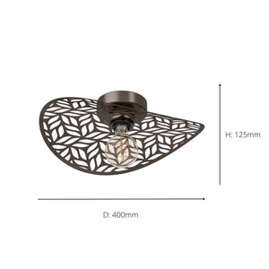 Eglo EU Swaby Ceiling Rustic Leaf Cut Steel Ceiling Light