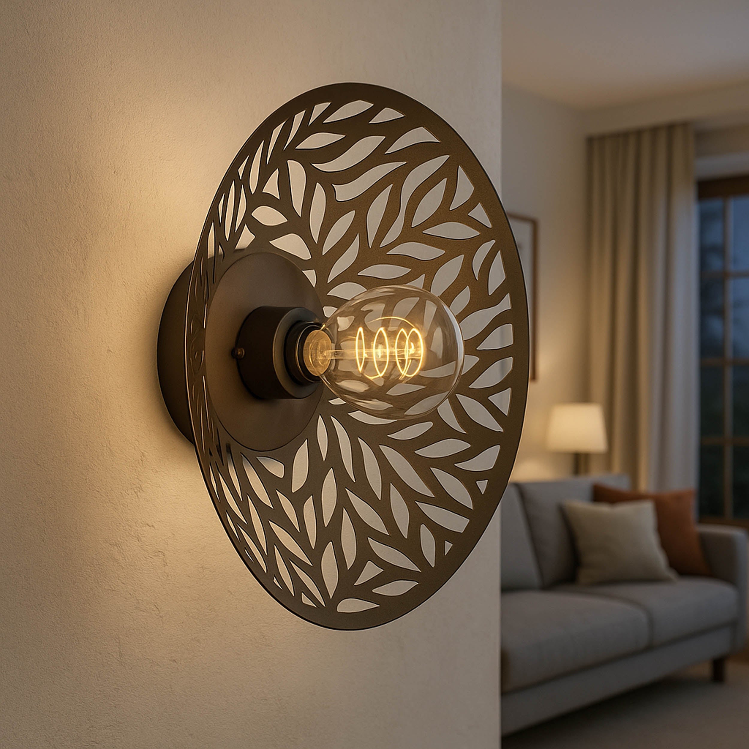 Eglo EU Swaby Pendant Brushed Bronze Leaf Pattern Pendant Light
