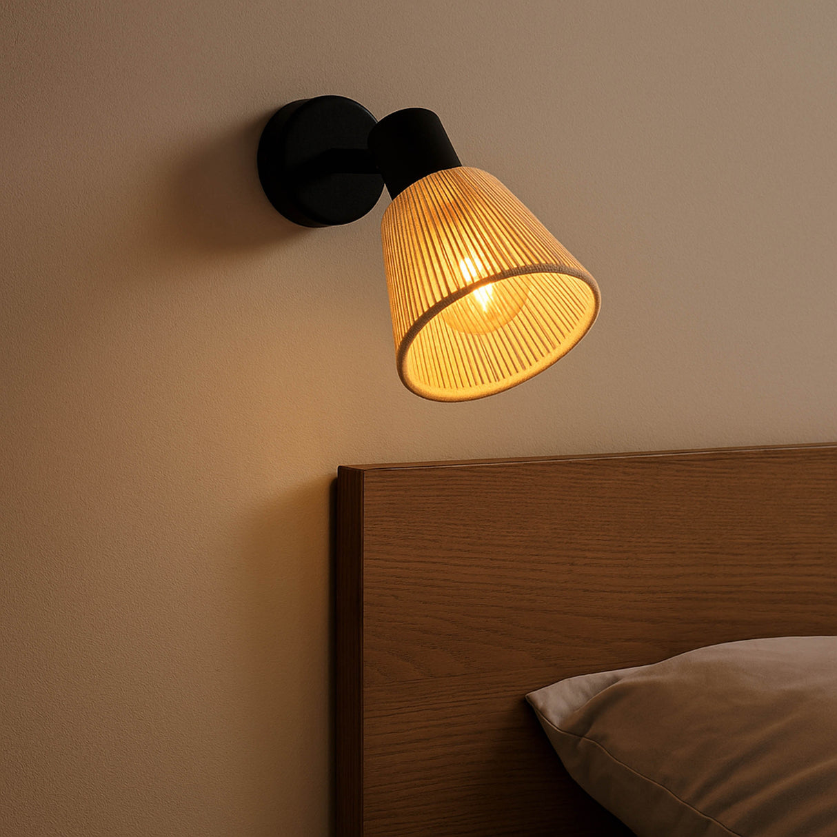 Eglo EU Seagard Wall & Ceiling Cream Thread Shade Adjustable Spotlight