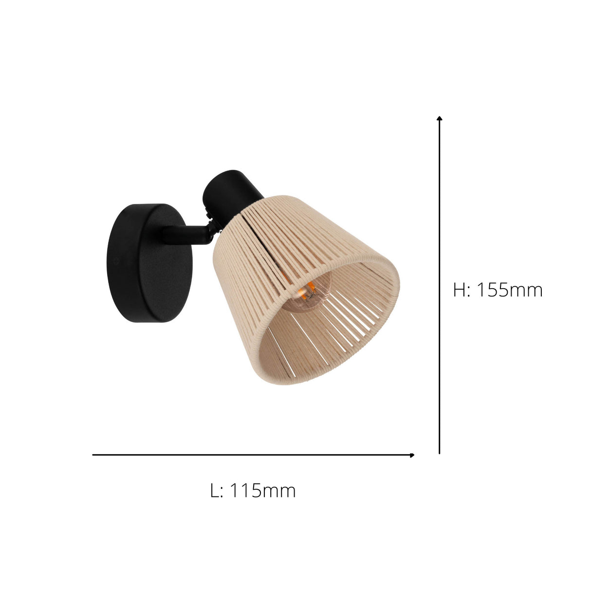 Eglo EU Seagard Wall & Ceiling Cream Thread Shade Adjustable Spotlight