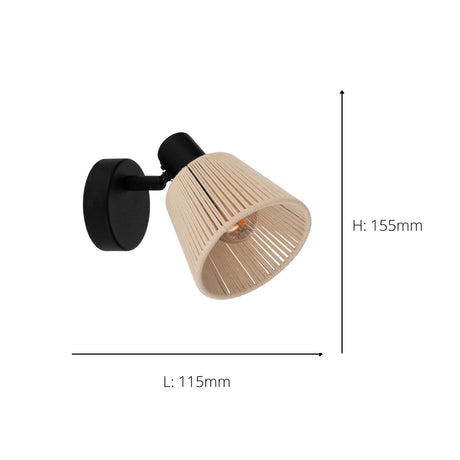 Eglo EU Seagard Wall & Ceiling Cream Thread Shade Adjustable Spotlight