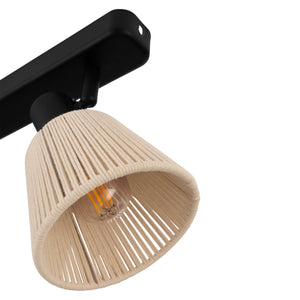 Eglo EU Seagard Beam 3 Light Triple Cream Thread Spotlight with Black Metal Frame