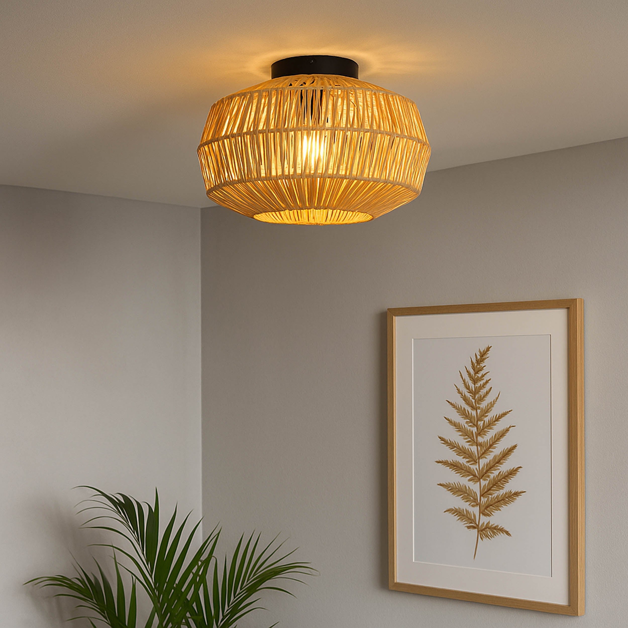 Eglo EU Sheldon Floor Natural Rope Floor Lamp with Black Frame
