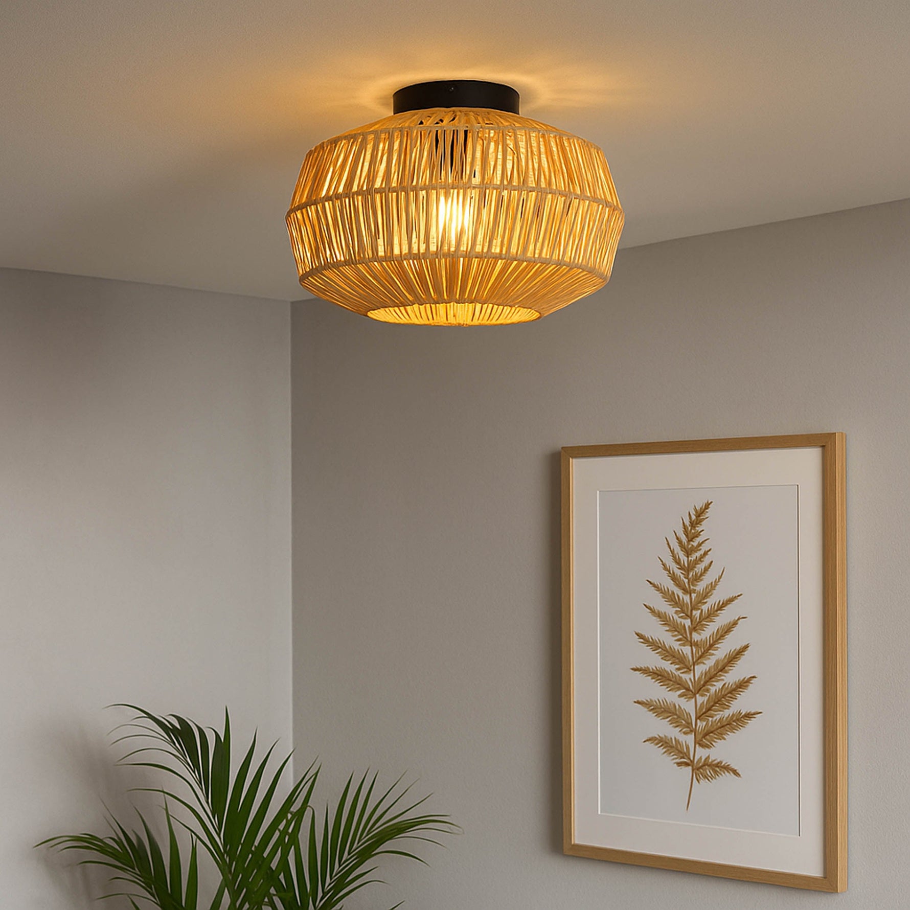 Eglo EU Sheldon Floor Natural Rope Floor Lamp with Black Frame