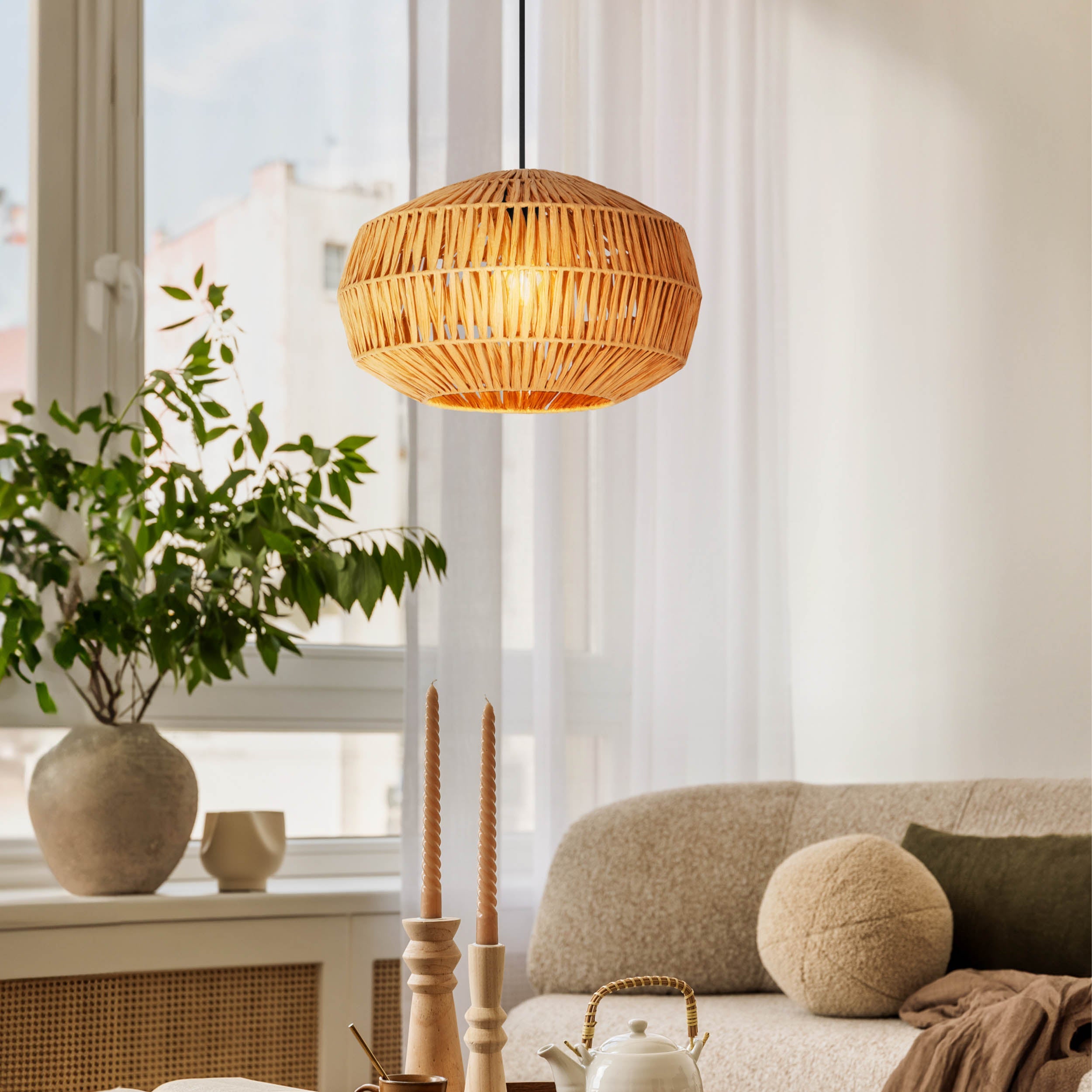 Eglo EU Sheldon Table Compact Rope Table Lamp with Black Base
