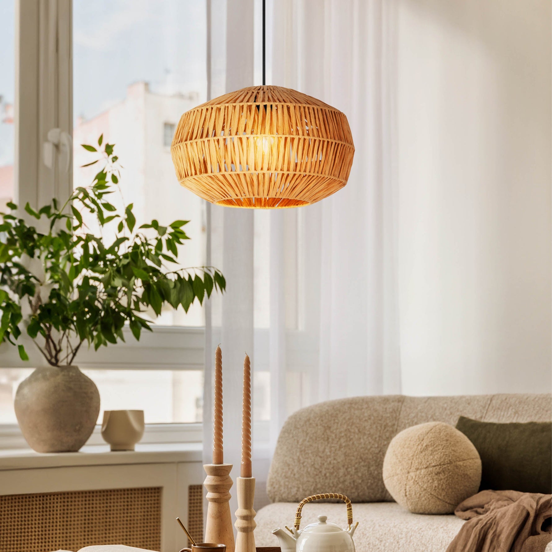 Eglo EU Sheldon Table Compact Rope Table Lamp with Black Base