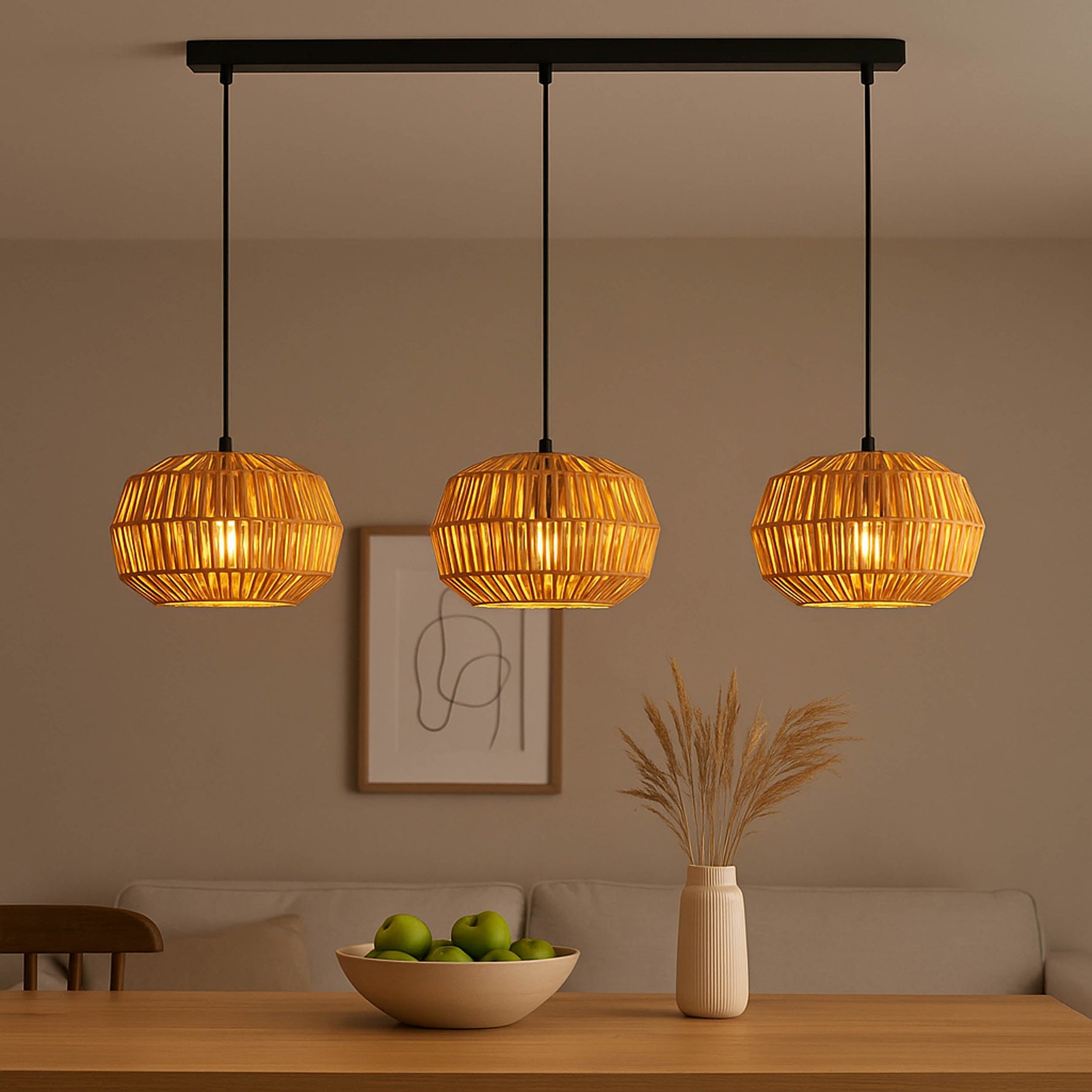 Eglo EU Sheldon Ceiling Natural Rope Ceiling Light with Black Metal Contrast product image - Endon Lighting from First Light Direct with great prices and fast UK delivery