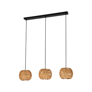Eglo EU Sheldon 3 Light Pendant Triple Rope Globe Pendant Light for Dining or Kitchen