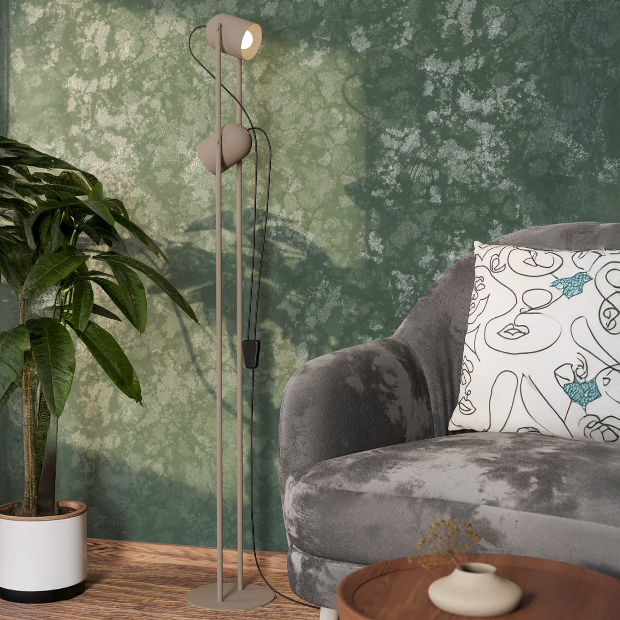 Eglo EU Tilston Sand Dual Sand Coloured Spotlight Floor Lamp with Foot Switch