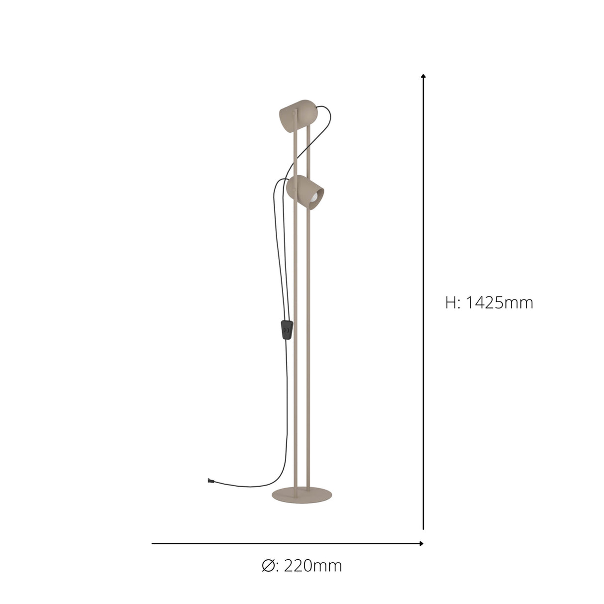 Eglo EU Tilston Sand Dual Sand Coloured Spotlight Floor Lamp with Foot Switch