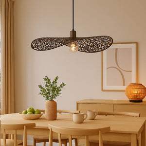 Eglo EU Swaby Pendant Brushed Bronze Leaf Pattern Pendant Light