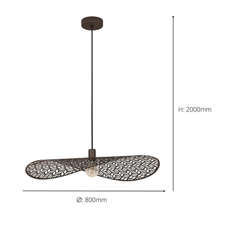 Eglo EU Swaby Pendant Brushed Bronze Leaf Pattern Pendant Light