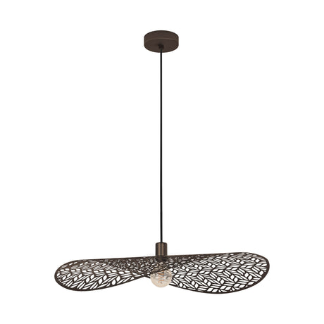 Eglo EU Swaby Pendant Brushed Bronze Leaf Pattern Pendant Light