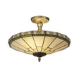 New York  2Lt Semi-Flush - Brass Metal & Stained Glass