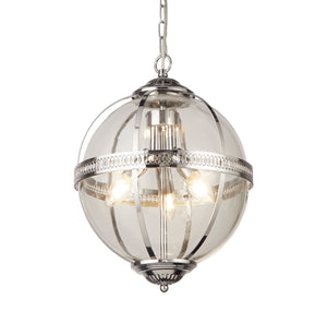Coronet 3Lt Pendant - Chrome Metal & Glass